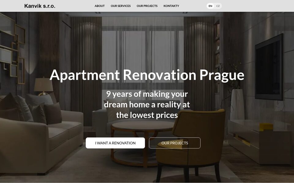 Kanvik homepage - bathroom and apartment renovations in Prague