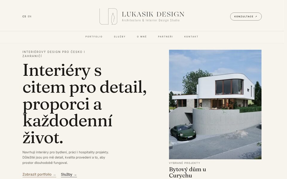 Lukasik Design homepage - interior designer